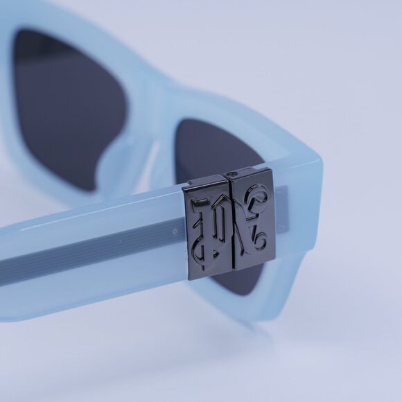 Palm Angels PERI10J MAGNOLIA 4007 Sunglasses Blue Rectangle Frame, Grey Lenses - Picture 8 of 9